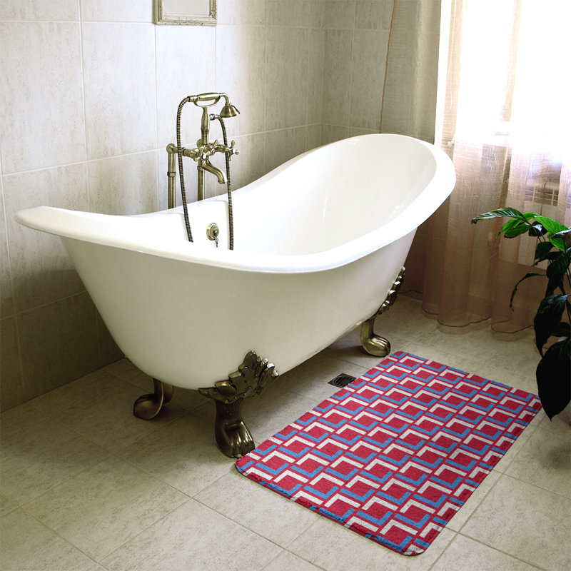 Tapis pour salle de bain Baltimore, l 17 po x L 24 po, Rouge / bleu clair / blanc