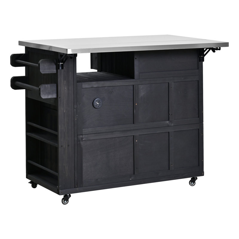 Outdoor Solid Wood 28" Kitchen Island, Black