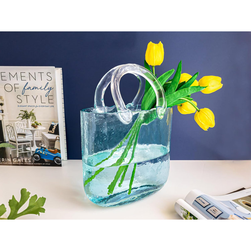 Vase de table en verre Noritoshi, Bleu clair