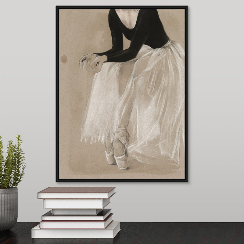 « ballet study i », peinture sur toile, H 41,7 po x l 31,7 po x P 1,75 po, Cadre flottant noir