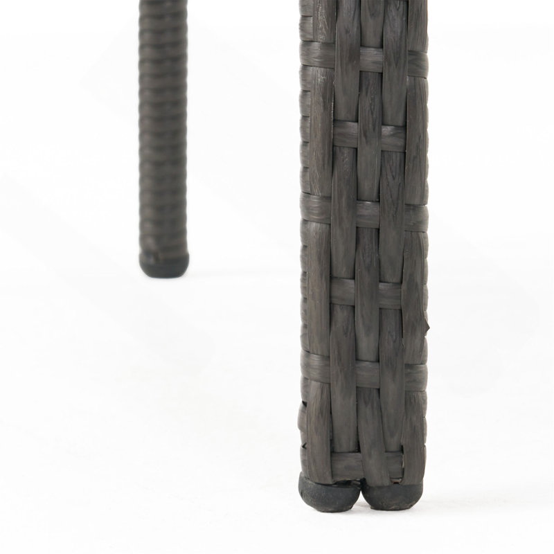 Chaise d'extérieur empilable en rotin PE avec structure en fer et coussins (ensemble de 4), osier gris