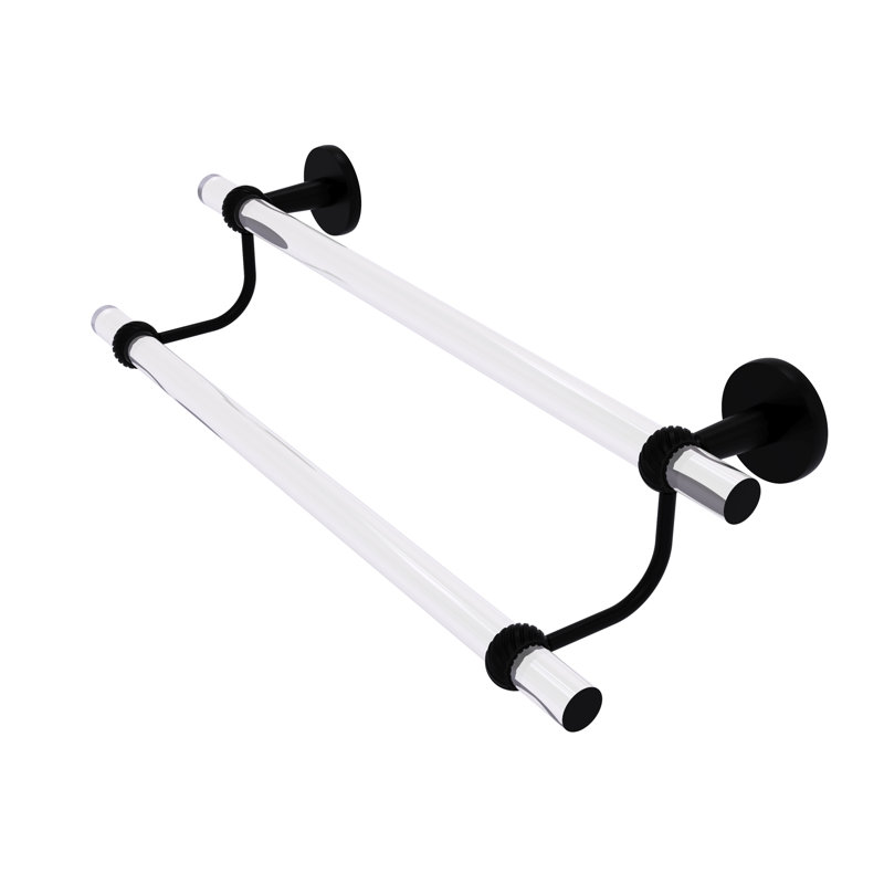 Double barre à serviettes murale clearview, Noir mat, H 7,6 po x l 22 po x P 5,5 po