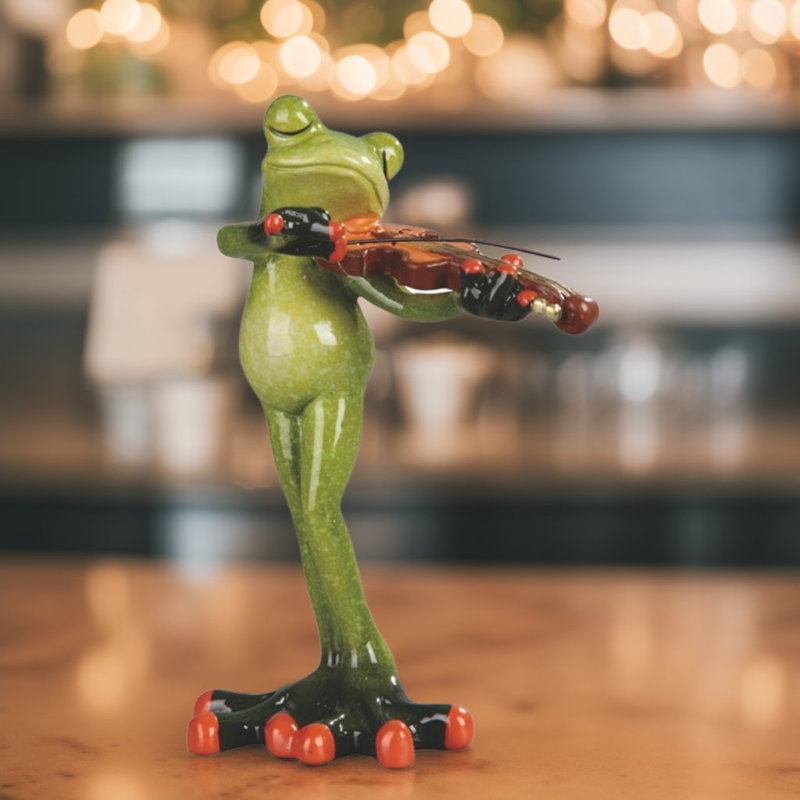 6.25"H Violinist Frog Figurine