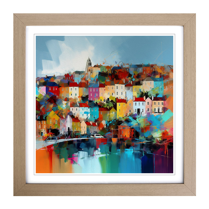 City Of Bristol Abstract Art - Single Picture Frame Print on Wood, Oak