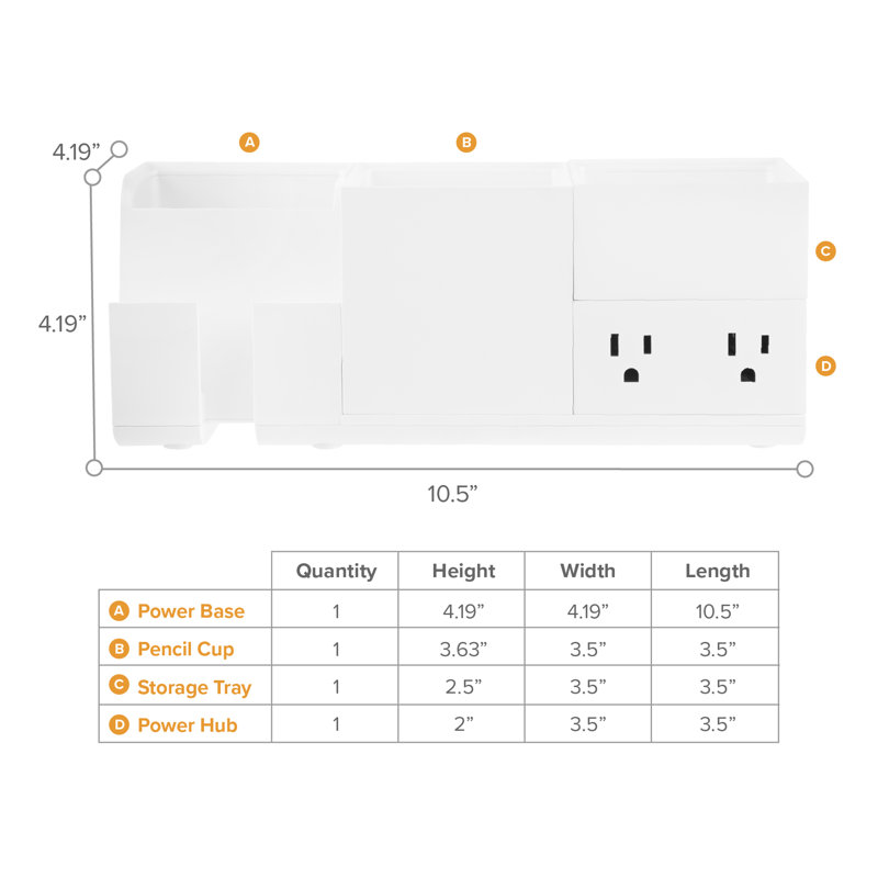 Organisateur de bureau empilable Areebah, Blanc, H 6,3 po x l 10,75 po x P 6,3 po