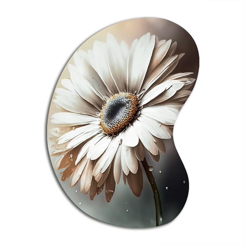 «White Gerbera Flowers II - Unique Shape Gerbera», reproduction d'art asymétrique, H 31 po x l 22 po