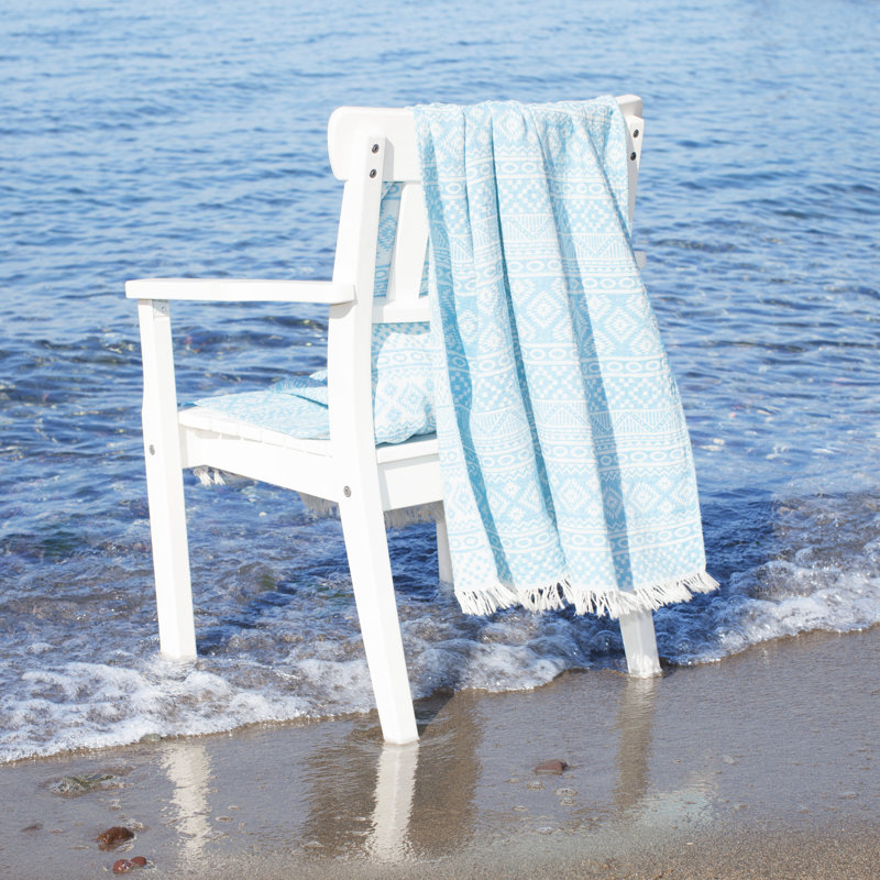 Sea Breeze Turkish Cotton Jacquard Beach Towel, Turquoise