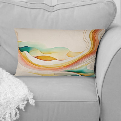 Multi-Color Abstract Waves IV - Abstract Spirals Printed Throw Pillow