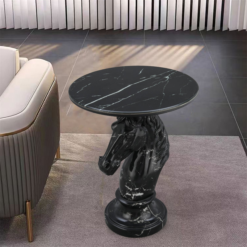 Statue de cheval, table d'appoint, table de bout, salon, noir, Black