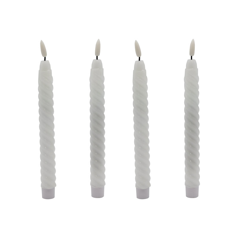 Bougies à cire torsadée à piles avec flamme de mèche 3D - 4 unités