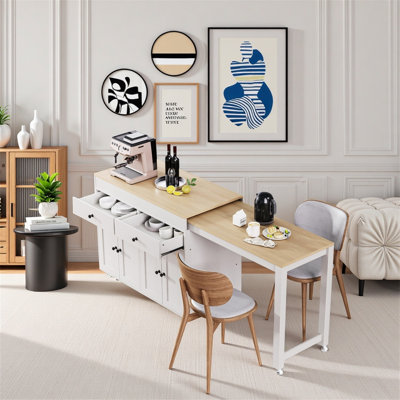 74.5-inch Kitchen Island With Extendable Dining Table