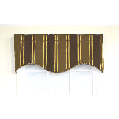 Cotton Blend Striped Scalloped Window Valance