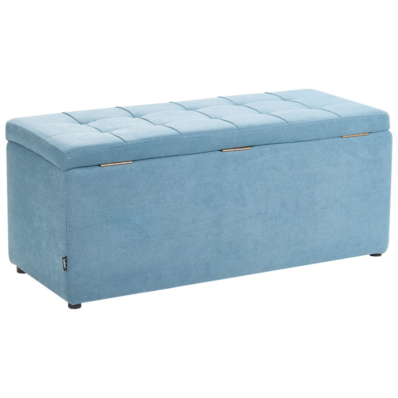 Storage Ottoman OREM Fabric 100 cm 40 cm Blue, Blue