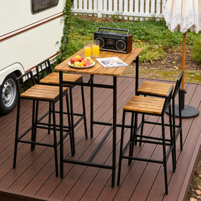 Industrial-Style Outdoor Bar Table And Stools Set by Trent Austin Design