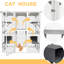 Sanctuaire pour animaux de taille moyenne, en bois blanc pour cage de chat attrayante, maison en bois massif