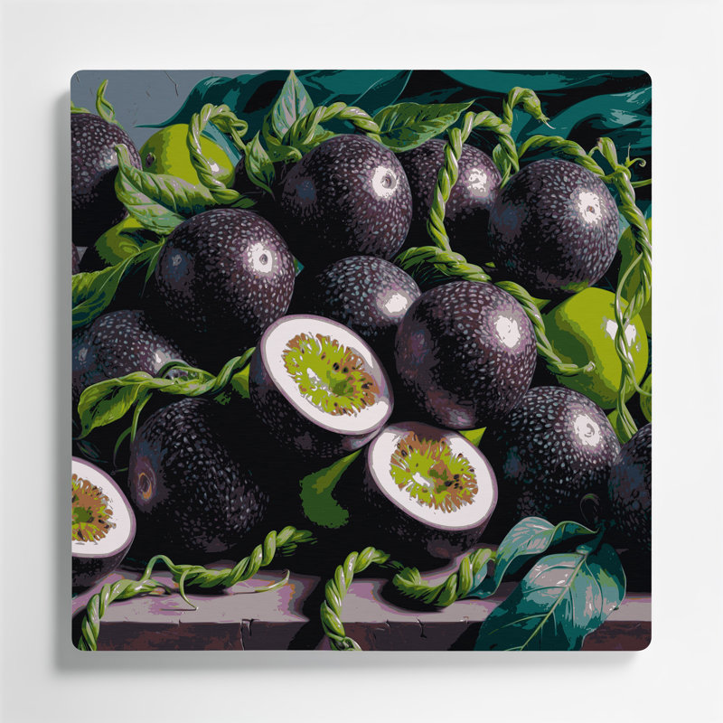 «Fruit Granadilla», art mural en métal gris, H 32 po x l 32 po