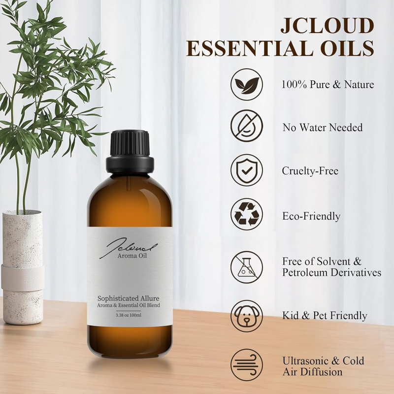 Sophistiqué Allure Essential Oil - Huile pour diffuseur d'aromathérapie pure avec jasmin et cannelle, parfums de luxe et d'hôtel pour diffuseur - 100 m