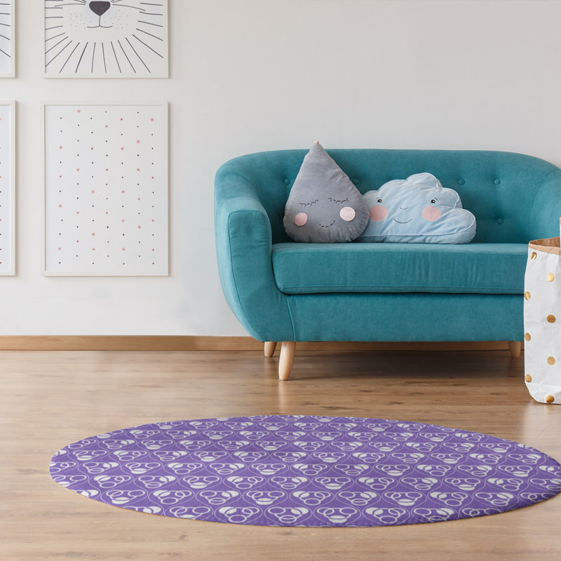 Tapis mauve / blanc Circles and Waves, Rond 5 pi