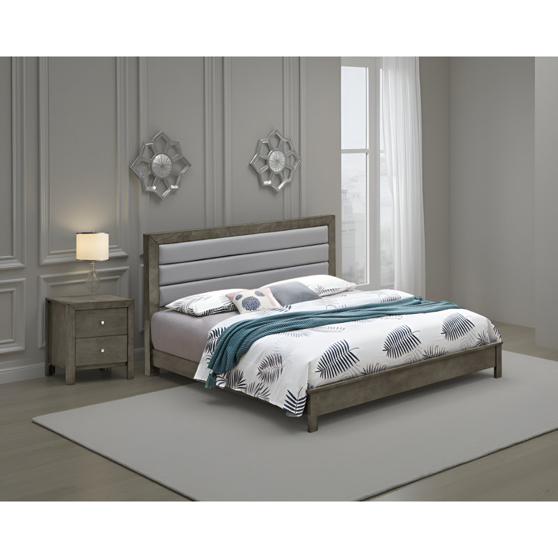 Ensemble de chambre à coucher avec lit double en similicuir gris Imatra, Grey, Full