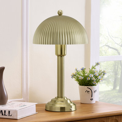 17.5" Metal Table Lamp With Gold Shade