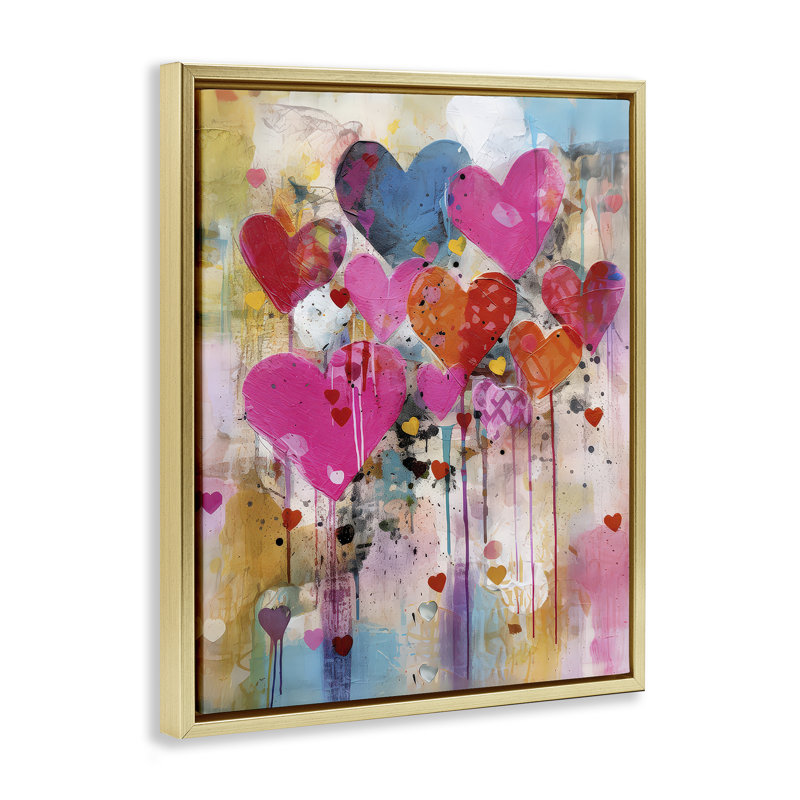 "Whimsical Love Hearts", art mural sur toile flottante par LSR Design Studio, H 31 po x l 25 po