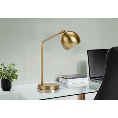 Lighting, 19"H, Table Lamp, Gold Metal, Gold Shade, Contemporary