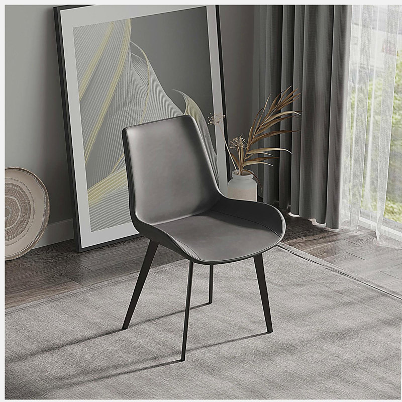 Chaise de salle à manger moderne avec pieds en métal noir - gris - 4 par boîte, Gris