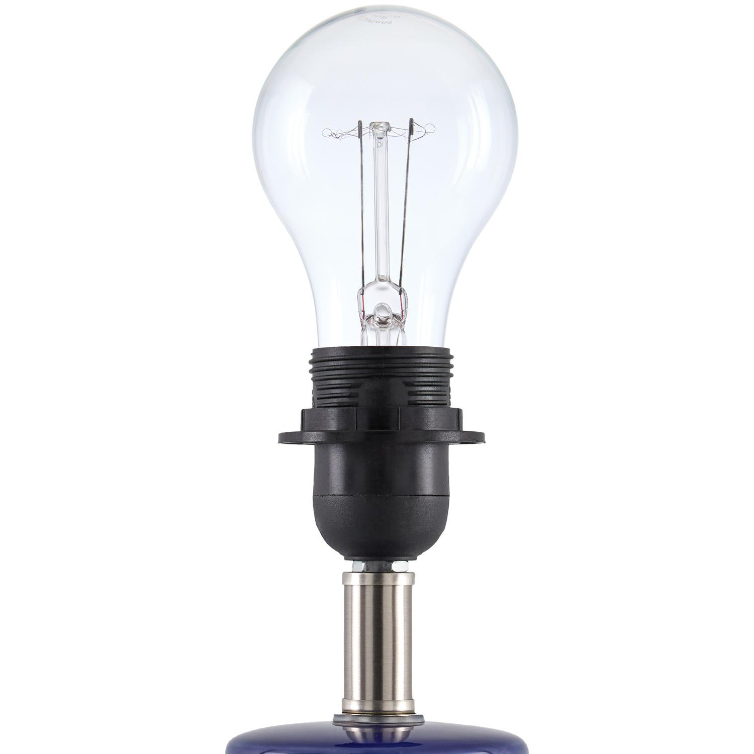 Momsen Ceramic Bedside Lamp, 15" H x 8" W x 8" D, White Twill, Navy