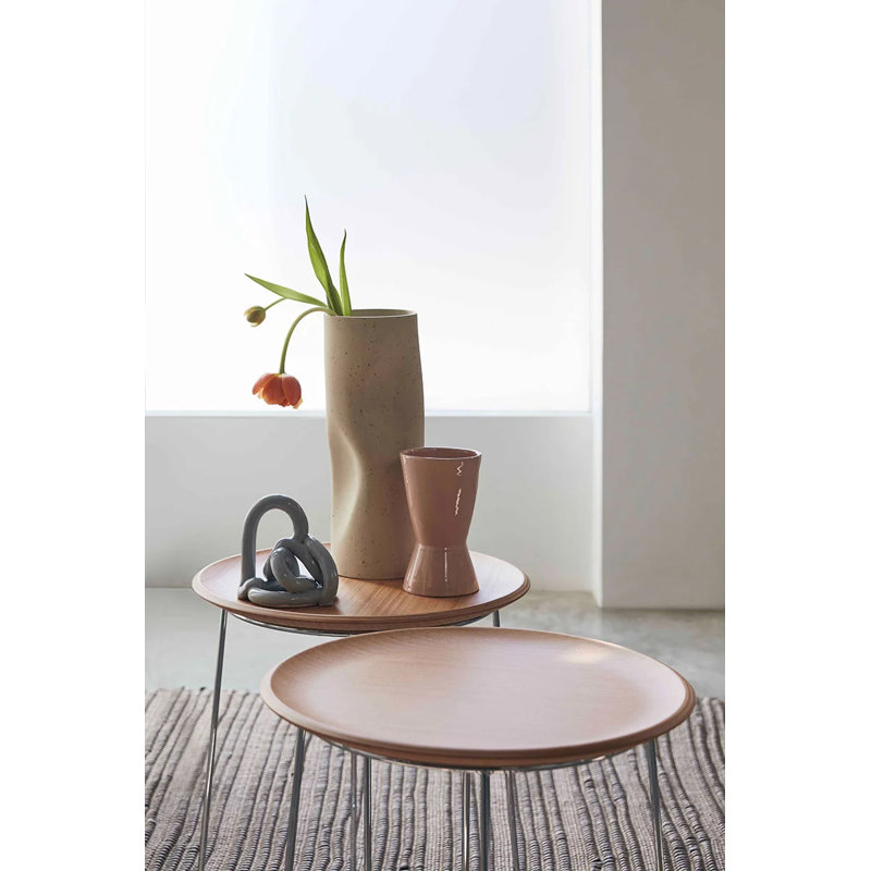 Al Solid Wood End Table, Chrome, Light Wood