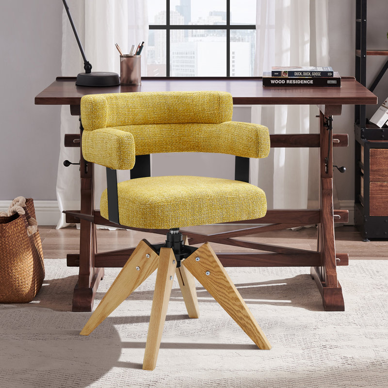 Breunna Linen Upholstered Home Office Task Chair, Green