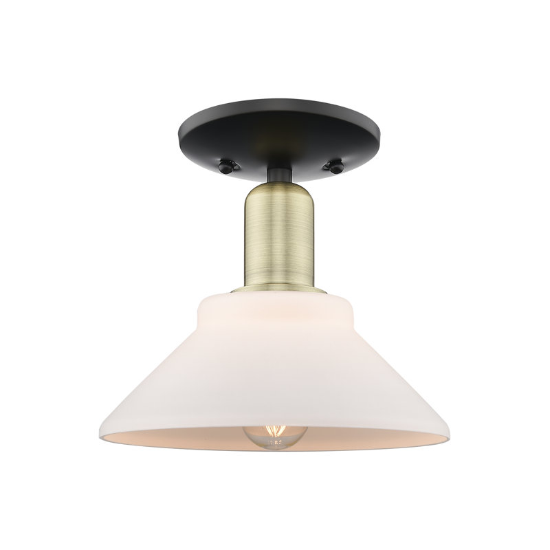 Plafonnier semi-encastré Newton St Loe 1 lumière blanc mat, White/Black/Antique Brass