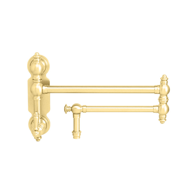 Traditional Wall Mounted Potfiller - Lever Handle, Unlacquered Polished Brass