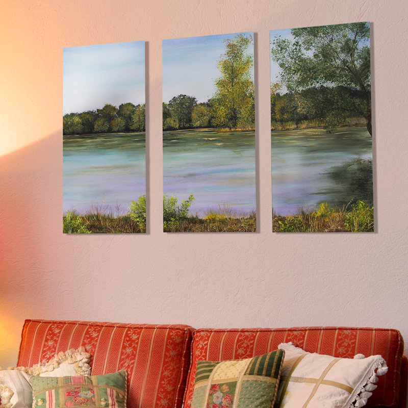 « calme day on the lake »-ensemble de 3 reproductions d’art