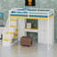 Lit mezzanine avec escalier de rangement, coiffeuse, armoire, armoires-337591319