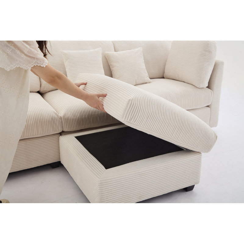 6-piece Corduroy Sleeper Sectional
