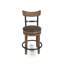Tabouret pivotant en pin, similicuir brun-108470640