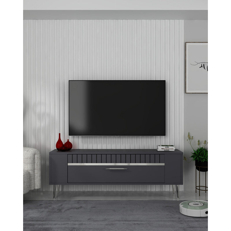 Olivia Unfinished TV Stand, 120cm, Grey/Silver