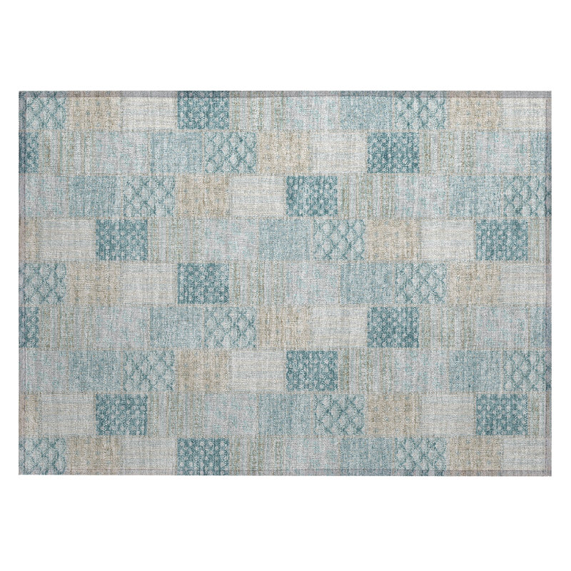 Machine Washable Indoor/Outdoor Chantille ACN2923 Americana Rug, 1'8" x 2'6", Teal