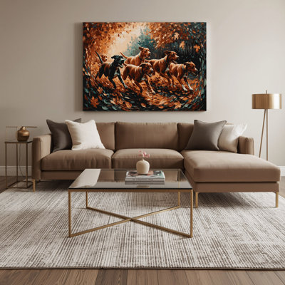 Chiens, art mural sur toile noire Podengo