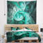 Tapisserie abstraite mystique turquoise fractale-28496079