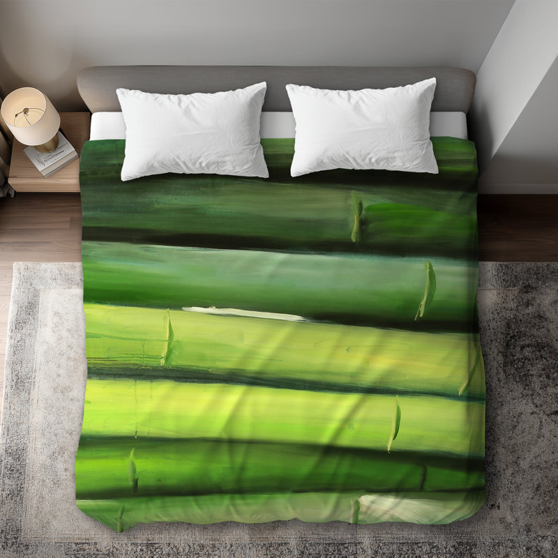 Green Bamboo Hyperrealist King Duvet Cover - Home Decor