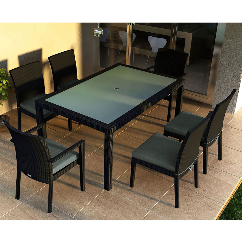 Urbana Outdoor - Piece Dining Set, Canvas Charcoal Sunbrella® Canvas, Coffee Bean, 8
