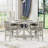 Solid Wood 4-Person Dining Set Grey Extendable Dining Table With Upholstered Padded Chairs