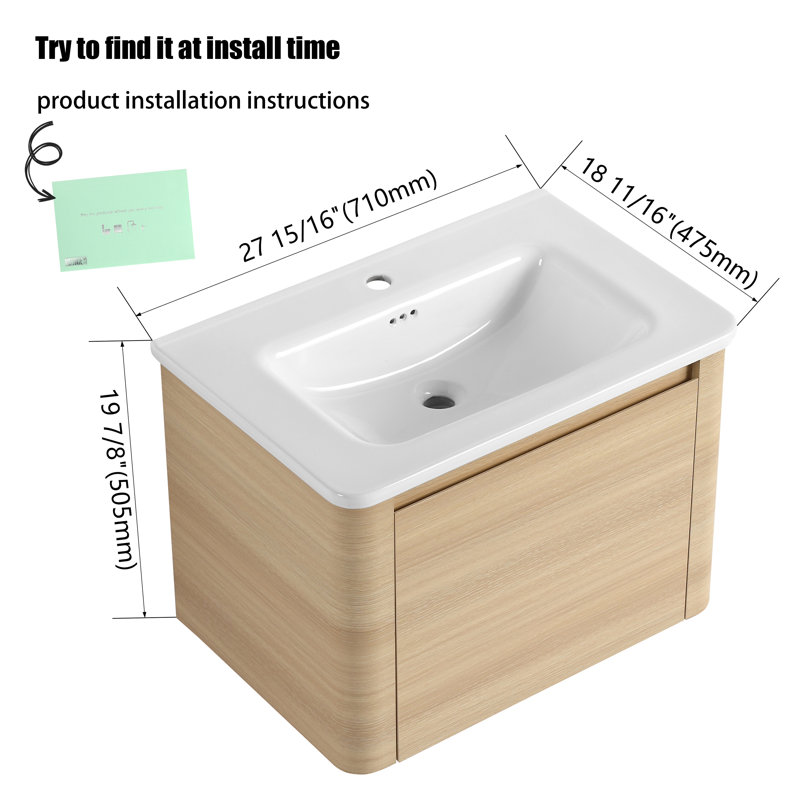 Meuble-lavabo simple 28 po avec comptoir en céramique et portes à fermeture en douceur 28 po, 28"