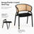 Mid-Century Modern Velvet Dining Chair with Cane Rattan Back, Luxury Boho Accent Chair with Stainless Steel Legs for Kitchen & Bistro-1404574334-1365189870