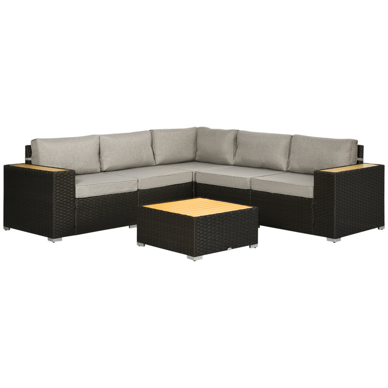 Ensemble de conversation modulaire avec coussins 6 pièces Khaleef