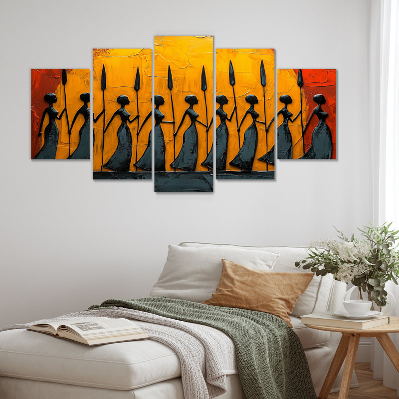 «Black Yellow Yellow Tribal Rhythms II», ensemble d'art sur toile tribal africain