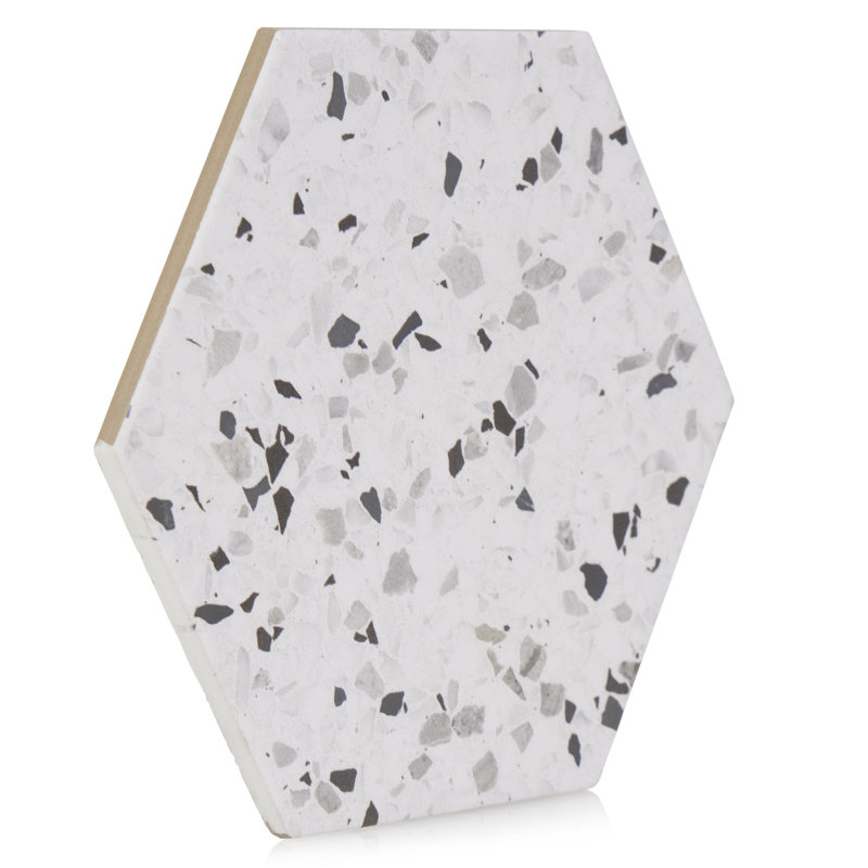 Sparkle 10" x 8" Porcelain Stone Look Wall & Floor Tile, White/Black