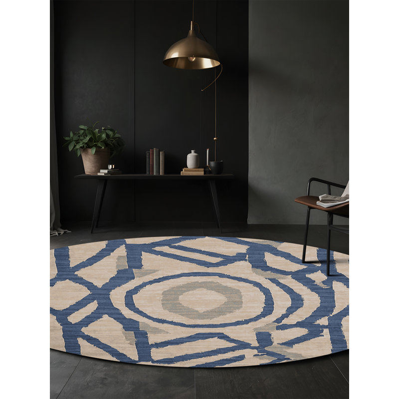Machine Washable Gray Area Rug, Round 3'