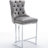26" Counter Height Bar Stools, Of 2, Gray Velvet, Button Back&rivet Trim, Metal Base For Kitchen Island&home Chromed Home&dining Room-116531501